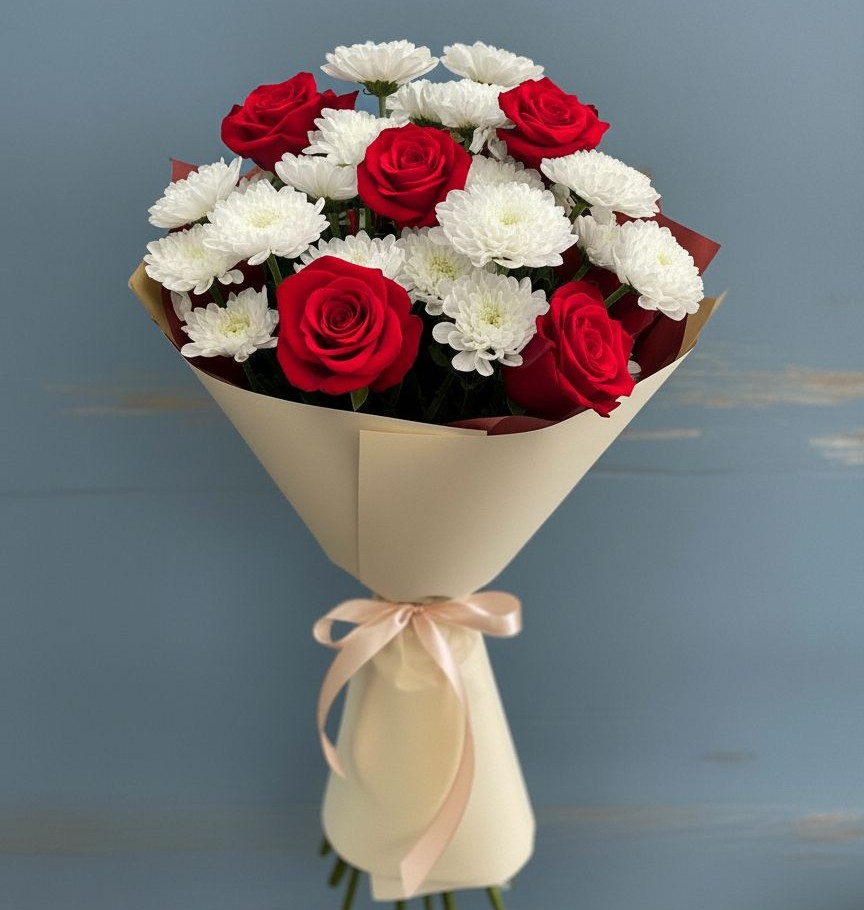 Букет цветов из: Розы и Хризантемы в Даниловке