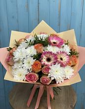 Букет цветов из:  Розы, Герберы и Хризантемы в Даниловке