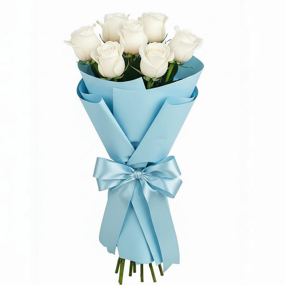 Букет 7 белых роз Проуд в Даниловке