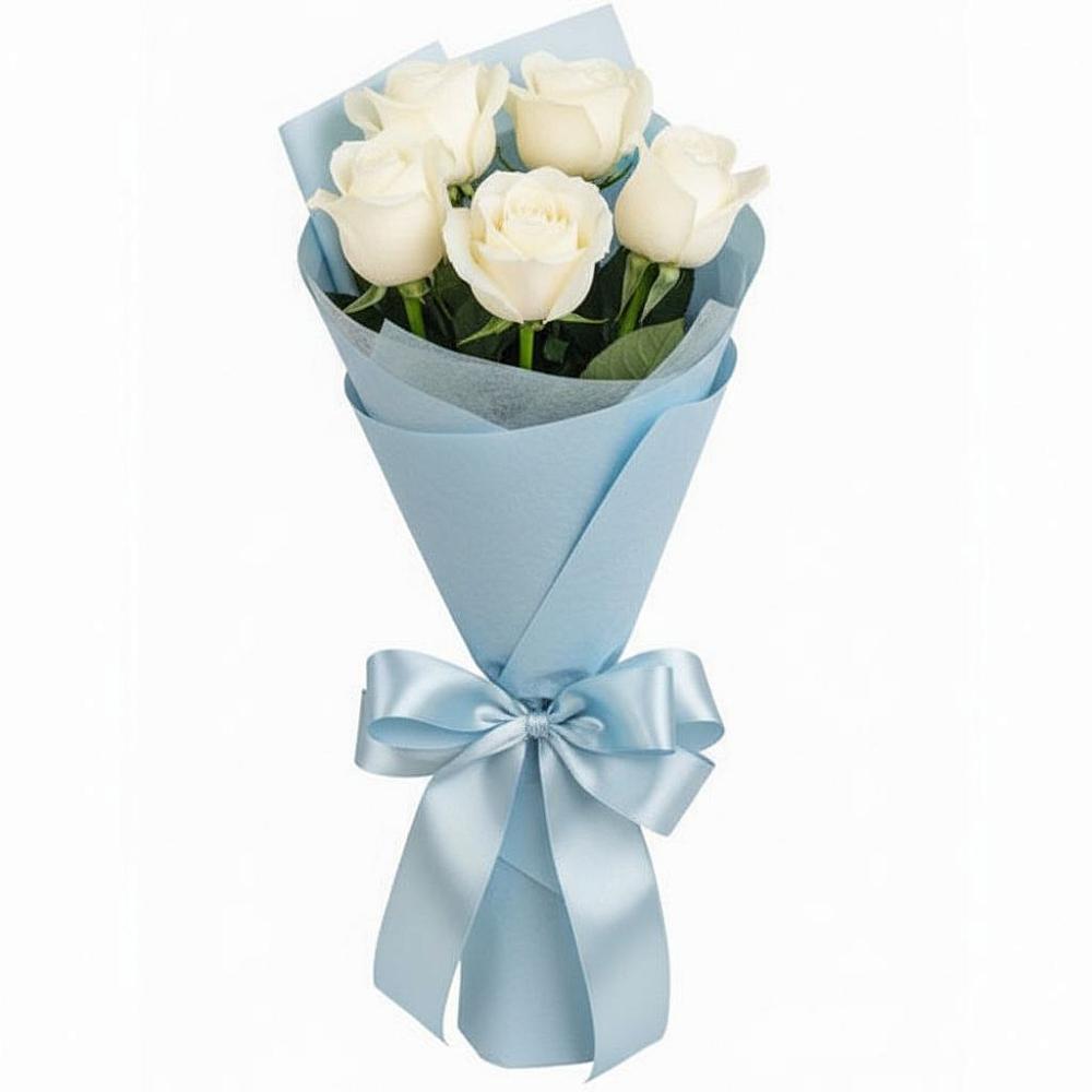 Букет 5 Белых роз Проуд в Даниловке