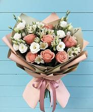 Букет цветов из:  Розы, Альстромерии и Лизиантусы в Даниловке