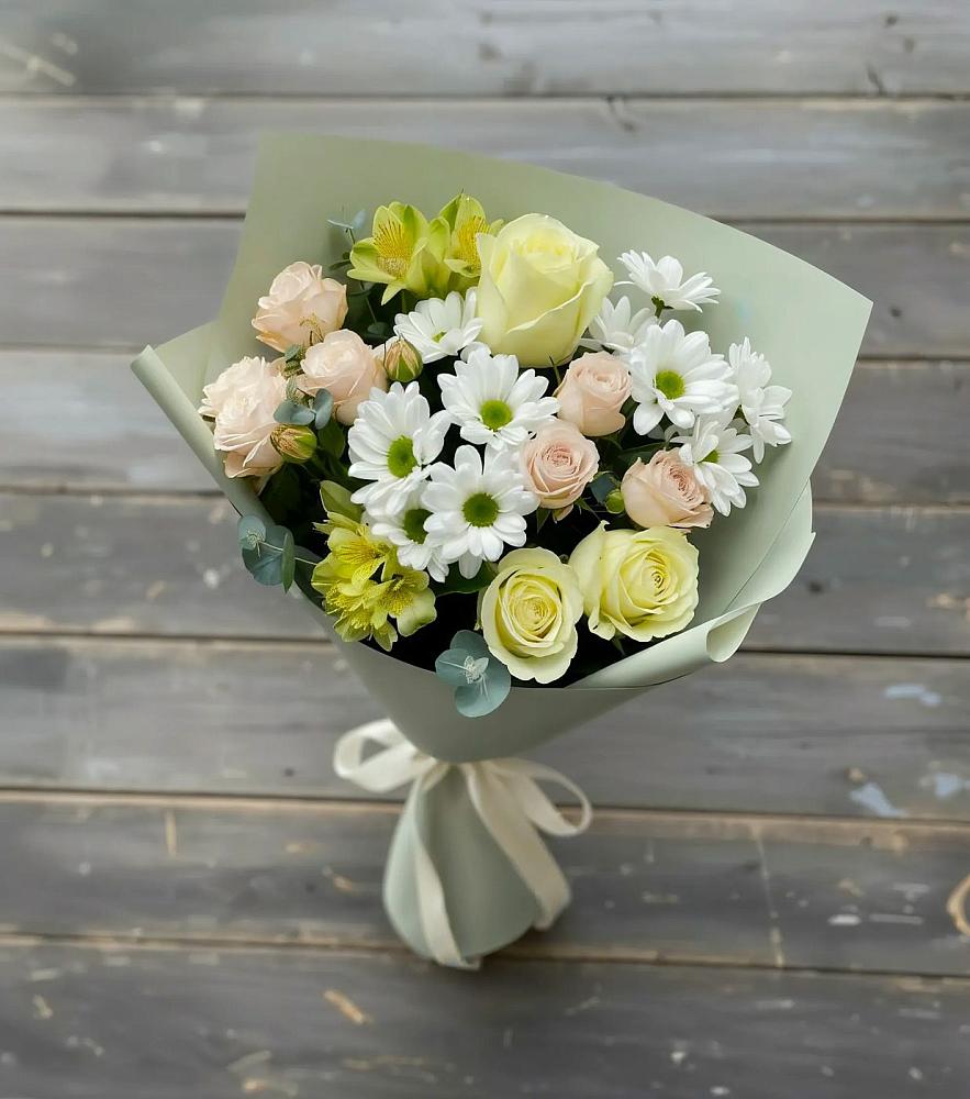 Букет цветов из: Альстромерии, Розы и Хризантемы в Даниловке