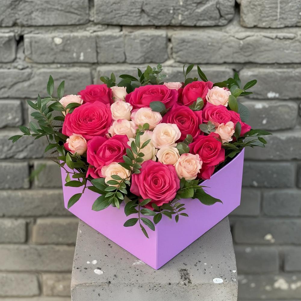 Цветочная композиция из Розы в коробке в Даниловке