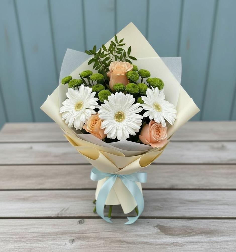 Букет цветов из: Герберы, Розы и Хризантемы в Даниловке