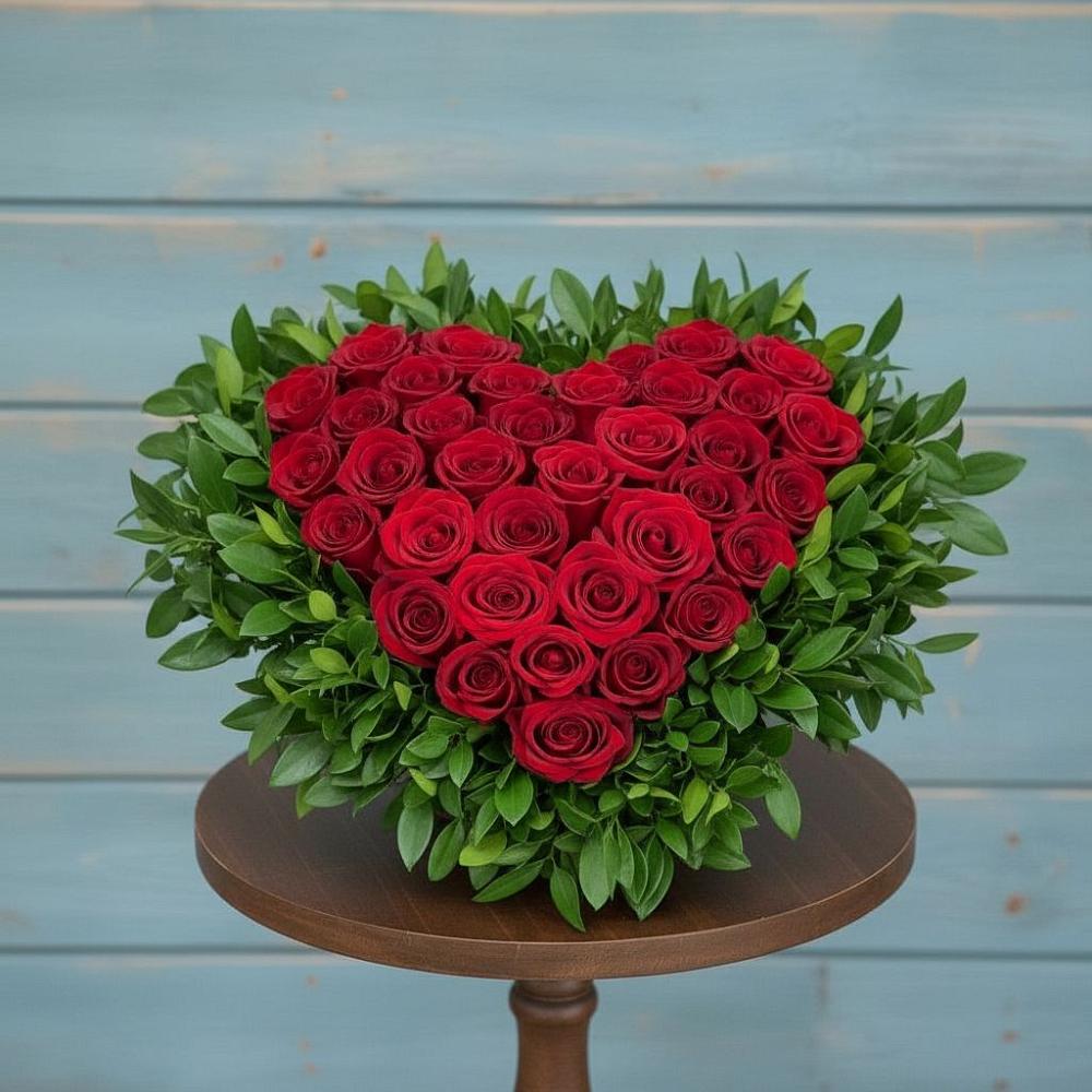 Цветочная композиция из Розы в виде сердца в Даниловке