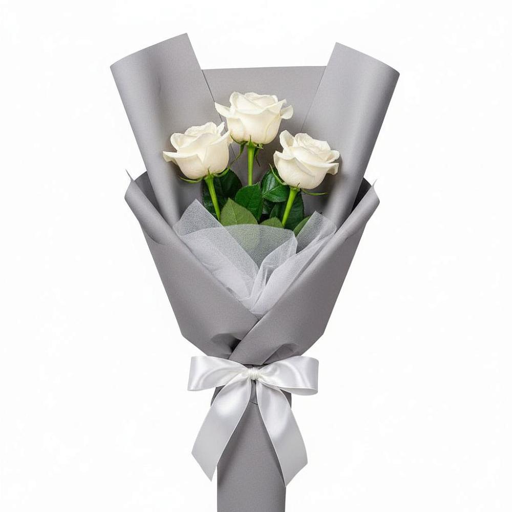Букет 3 белые розы в Даниловке