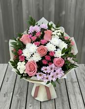 Букет цветов из:  Альстромерии, Гвоздики, Розы и Хризантемы в Даниловке