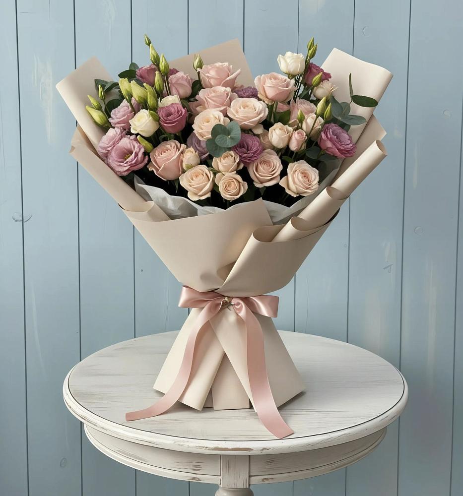 Букет цветов из: Розы и Лизиантусы в Даниловке