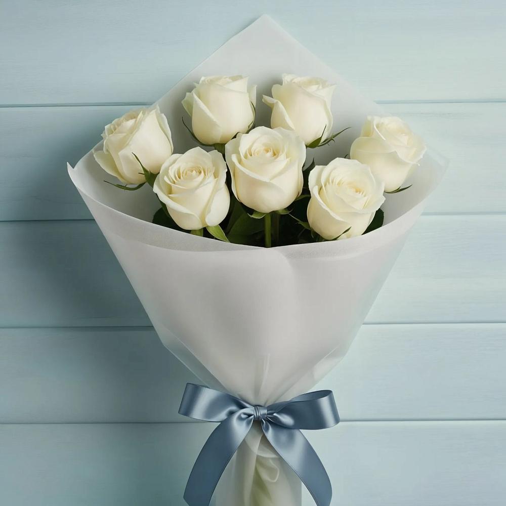 Букет 7 Белых роз Эдлесс Лав в Даниловке